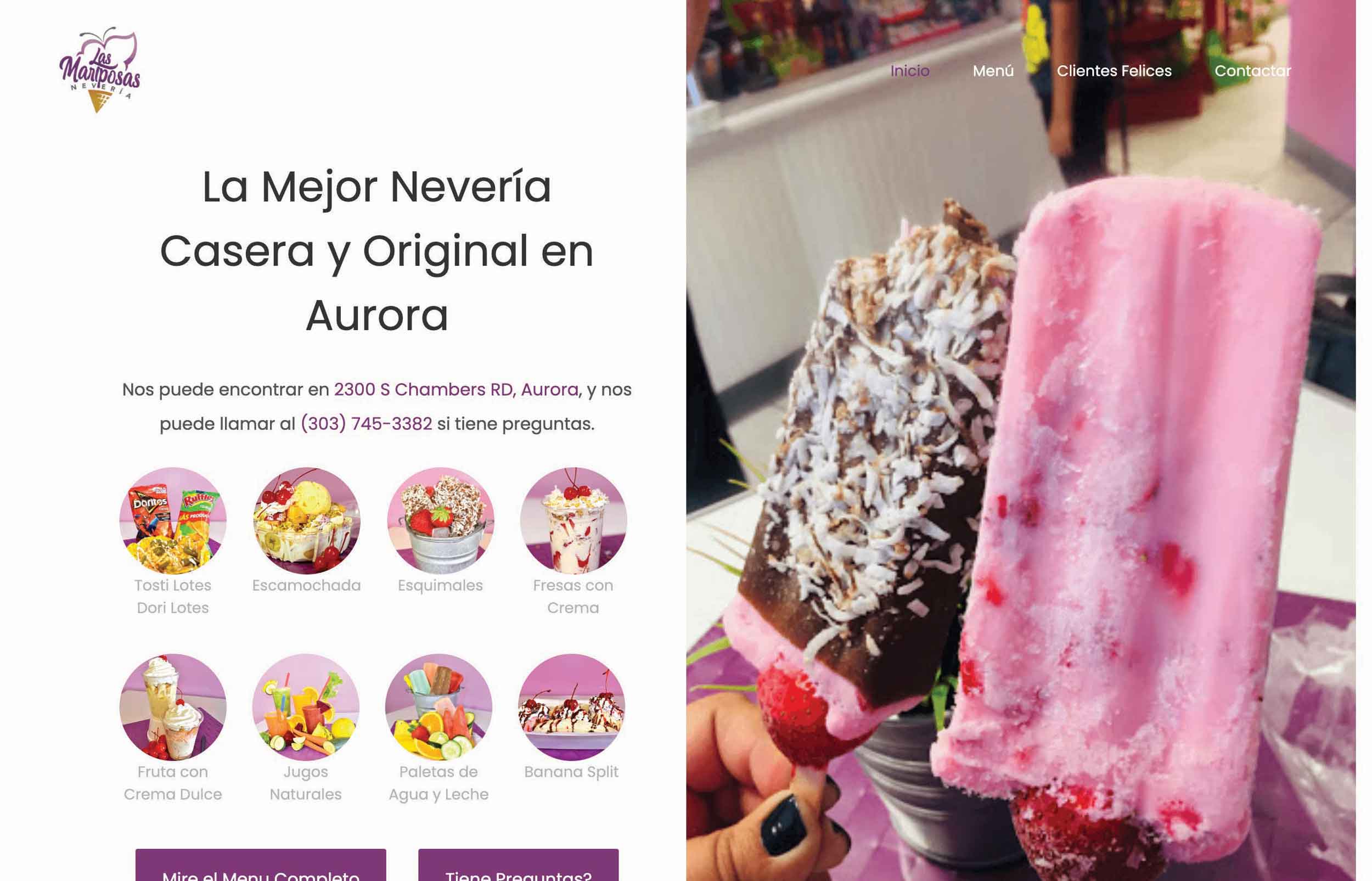 Neveria Mariposas Ice Cream Shop Header